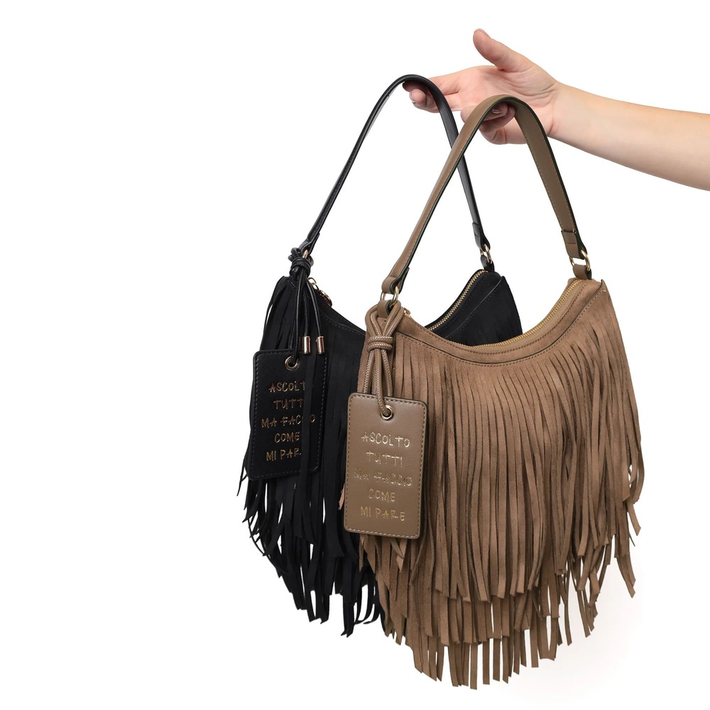 Borsa a spalla in camoscio con frange - Le Pandorine - immagine 2