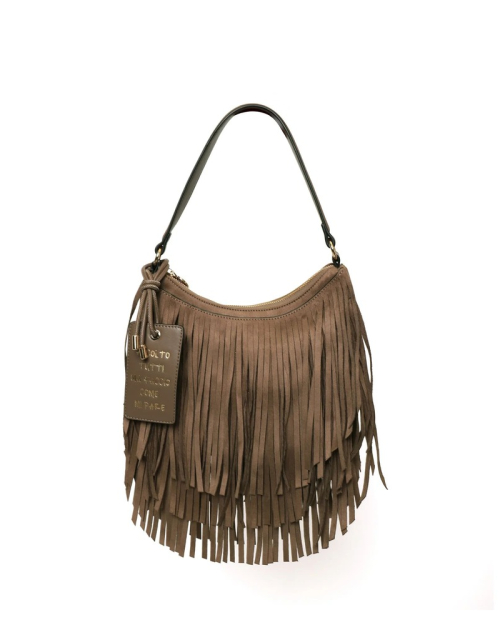 Borsa a spalla in camoscio con frange - Le Pandorine